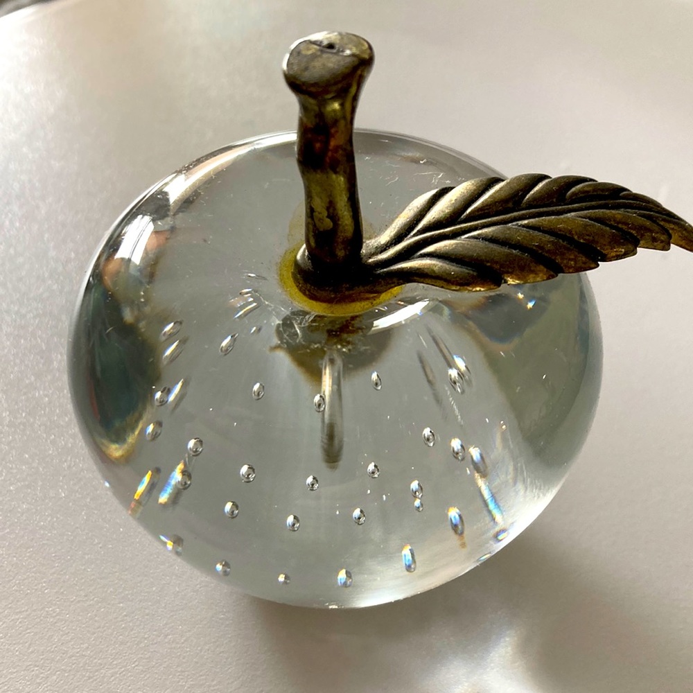 Glass Apple w/ Brass Stem